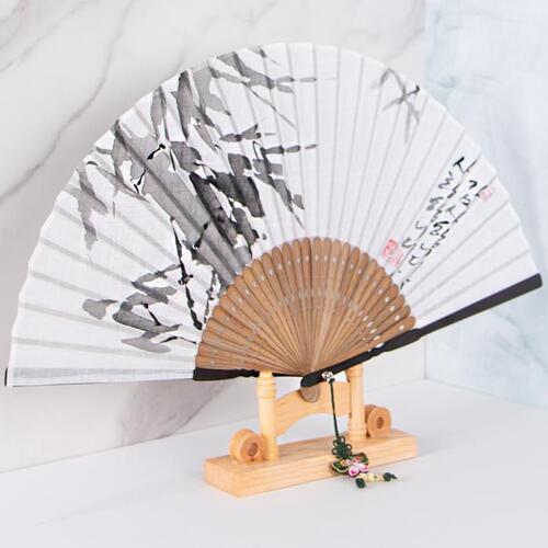 Korean Folding Fan - Bamboo, Silver - view 6