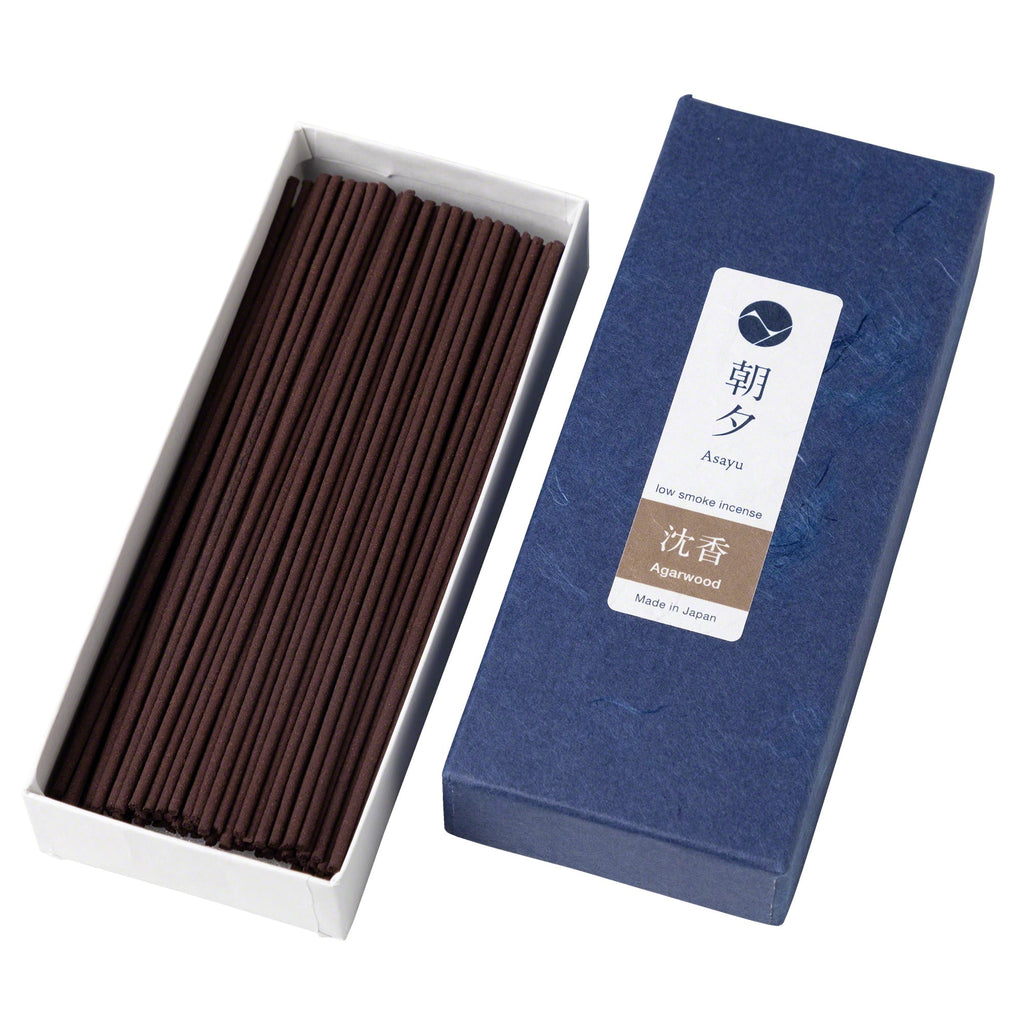 Asayu Japan Low Smoke Incense Gift Set: Agarwood Incense Sticks + Zen Incense Holder
