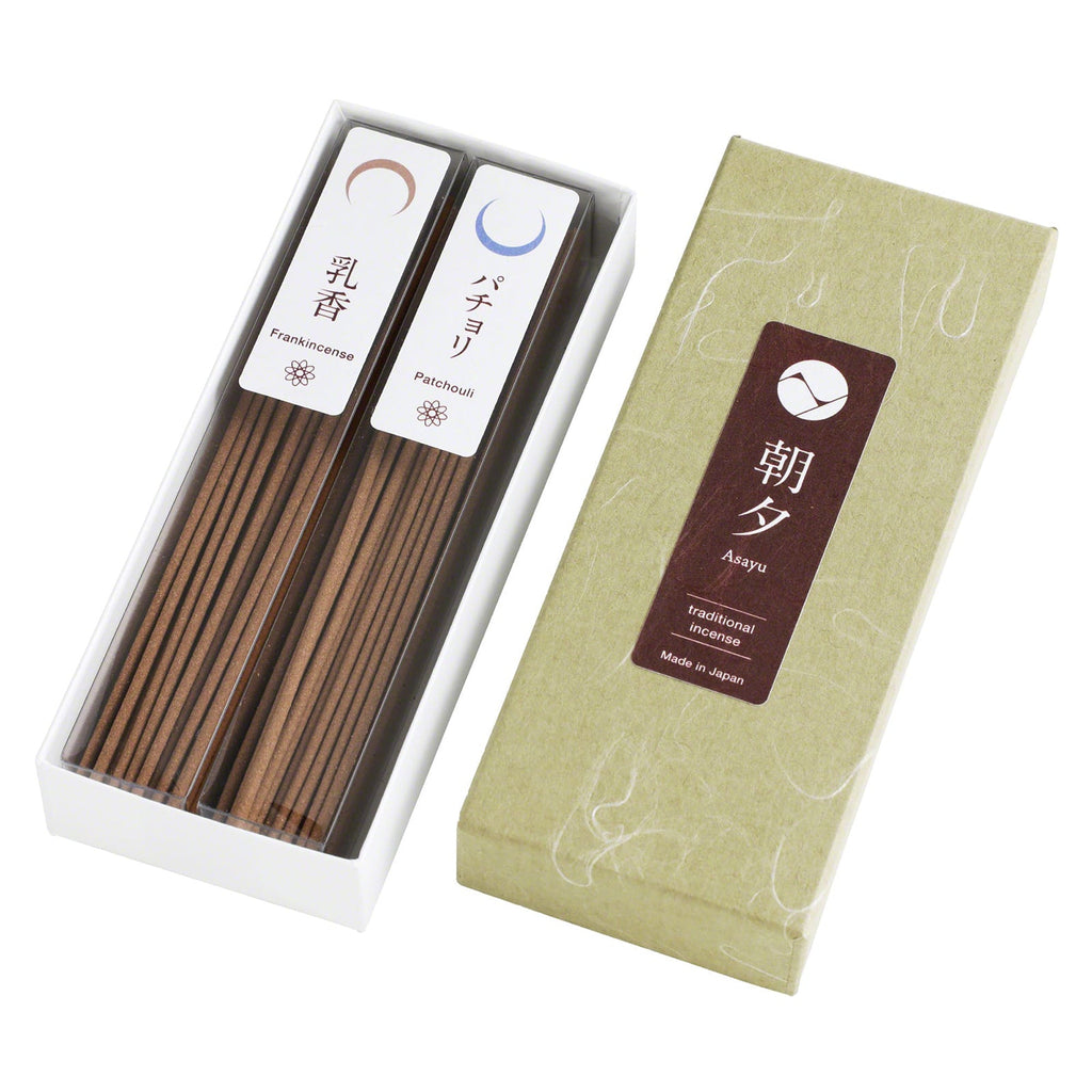 Asayu Japan Traditional Incense Sticks 40g Reflection Set [ Frankincense and Patchouli ]