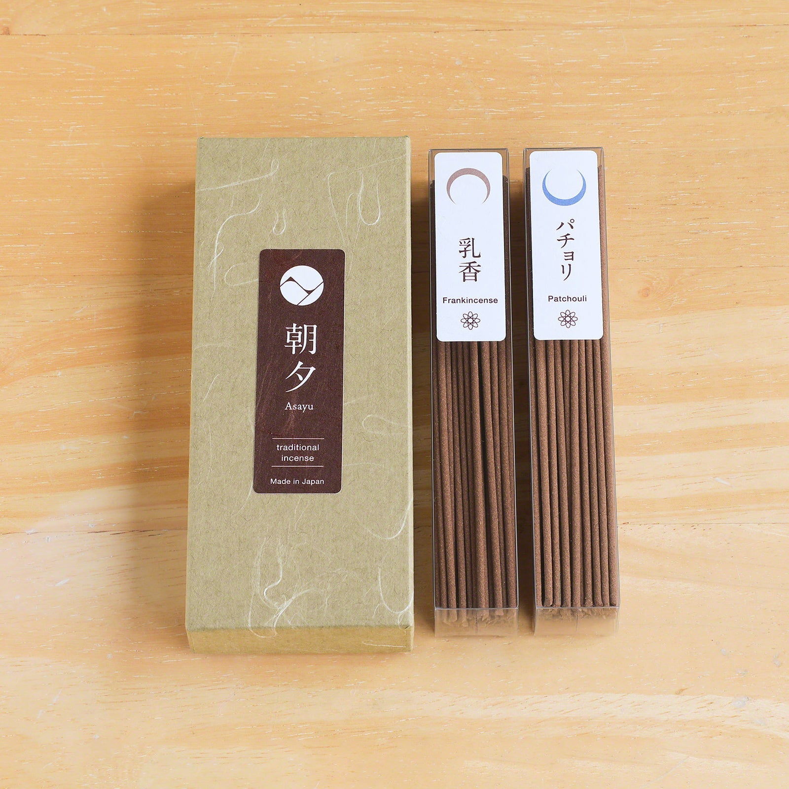 Asayu Japan Traditional Incense Sticks 40g Reflection Set [ Frankincense and Patchouli ]