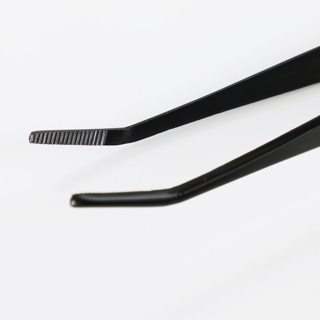 Wazakura Black Coated Bonsai Curved Tip Tweezer with Spatula 8.6"(220mm)