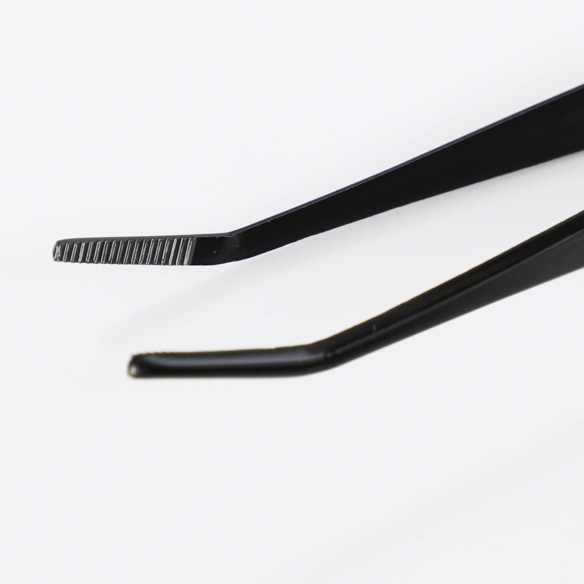 Wazakura Black Coated Bonsai Curved Tip Tweezer with Spatula 8.6"(220mm)