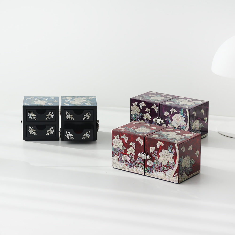 Najeon Mother-of-Pearl Jewelry Box - Peony, Blue, Medium - view 5
