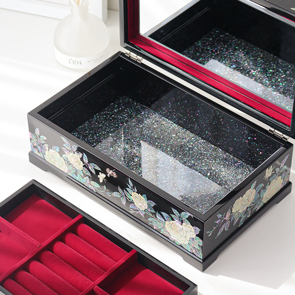 Najeon Mother-of-Pearl Jewelry Box - Rose, 2 - Tier - view 4