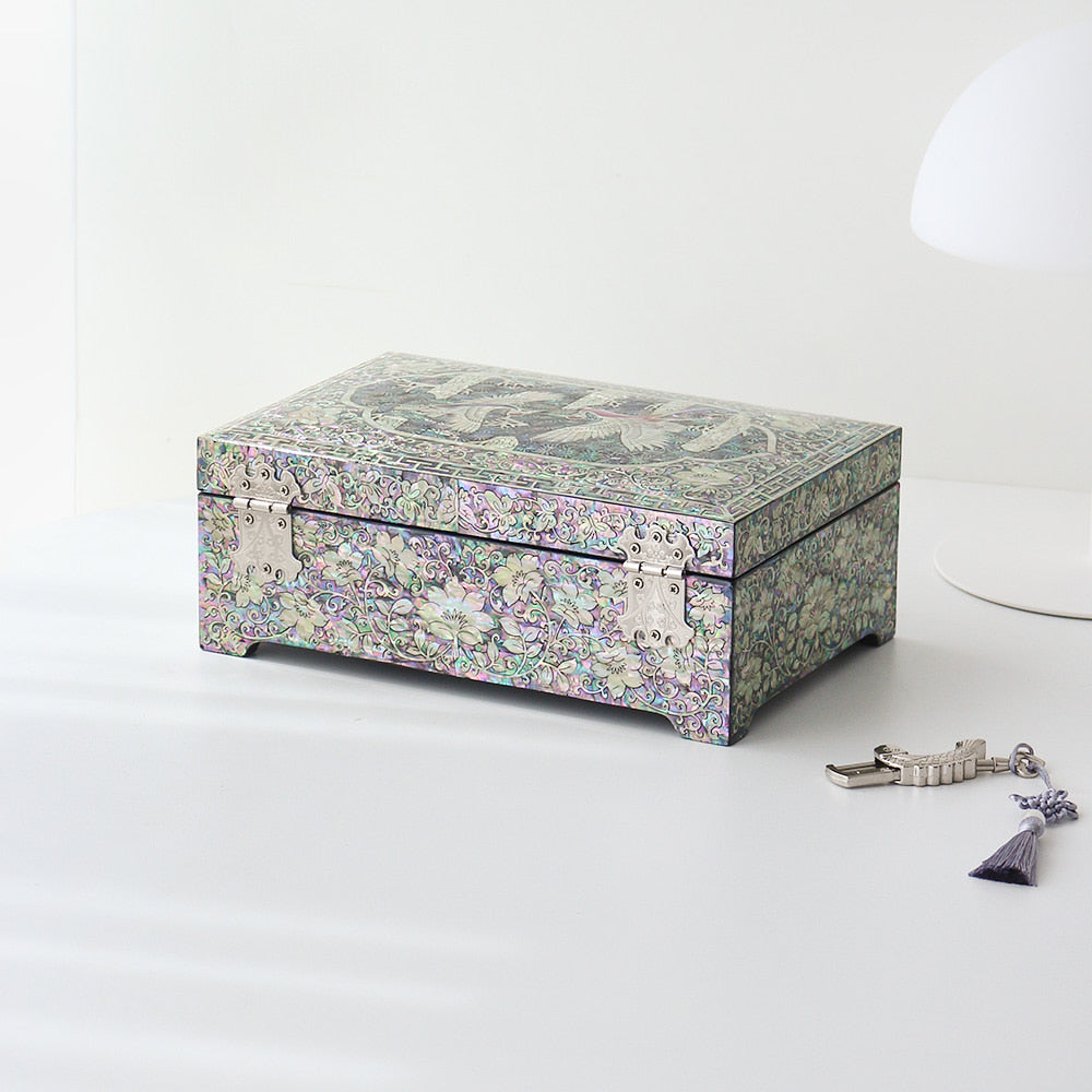 Najeon Mother-of-Pearl Jewelry Box - Crane & Pine, 2 - Tier (III) - view 6