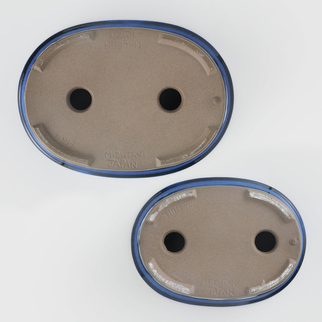 Wazakura [ Banko Series ] 2PCS Oval Bonsai Pots - Namako Blue