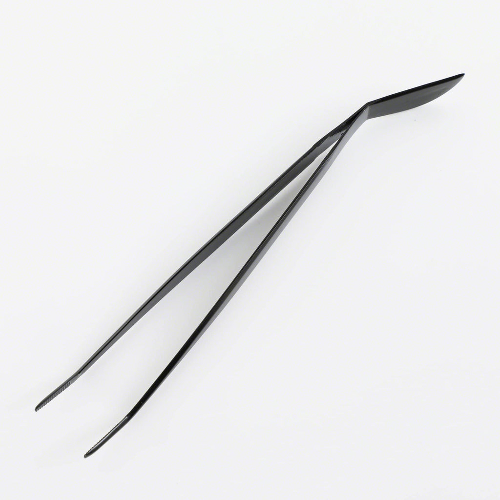Wazakura Black Coated Bonsai Curved Tip Tweezer with Spatula 8.6"(220mm)