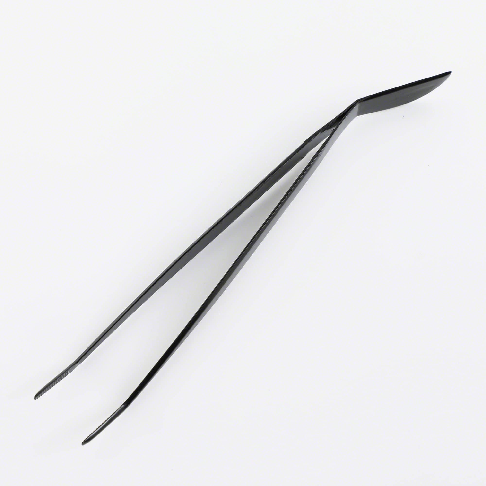 Wazakura Black Coated Bonsai Curved Tip Tweezer with Spatula 8.6"(220mm)