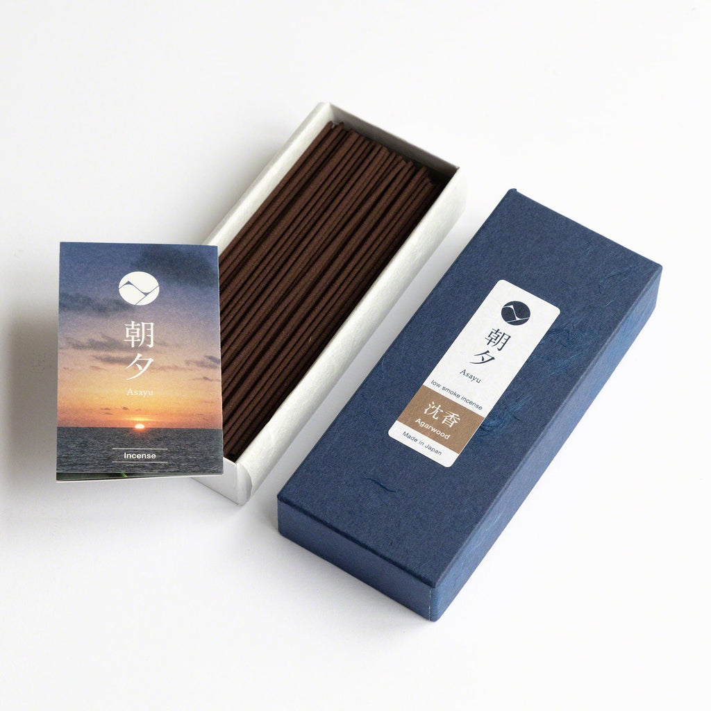 Asayu Japan Low Smoke Incense Gift Set: Agarwood Incense Sticks + Zen Incense Holder