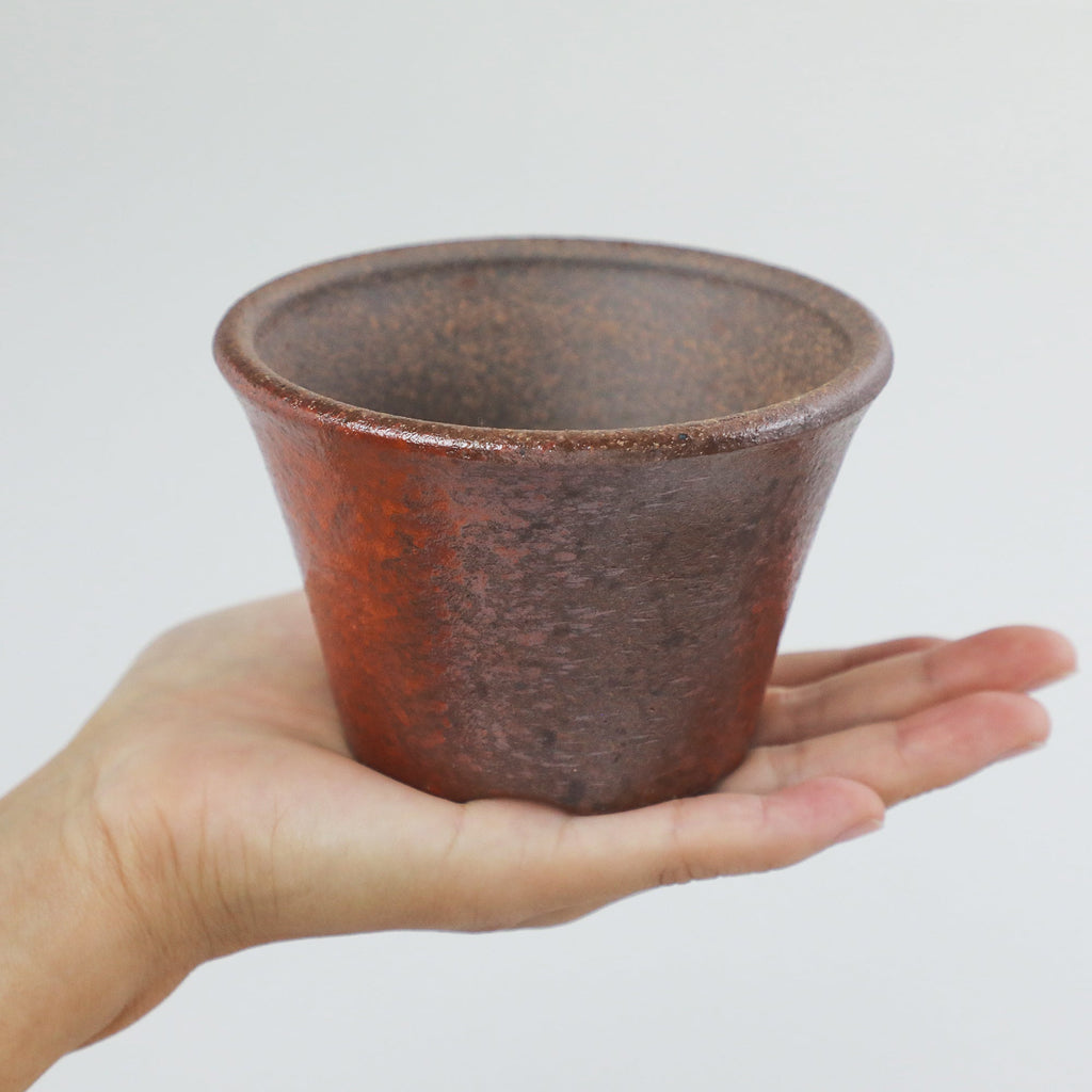 Wazakura [ Banko Series ] Small Rounded Bonsai Pot 4.3" (110mm) Red Clay