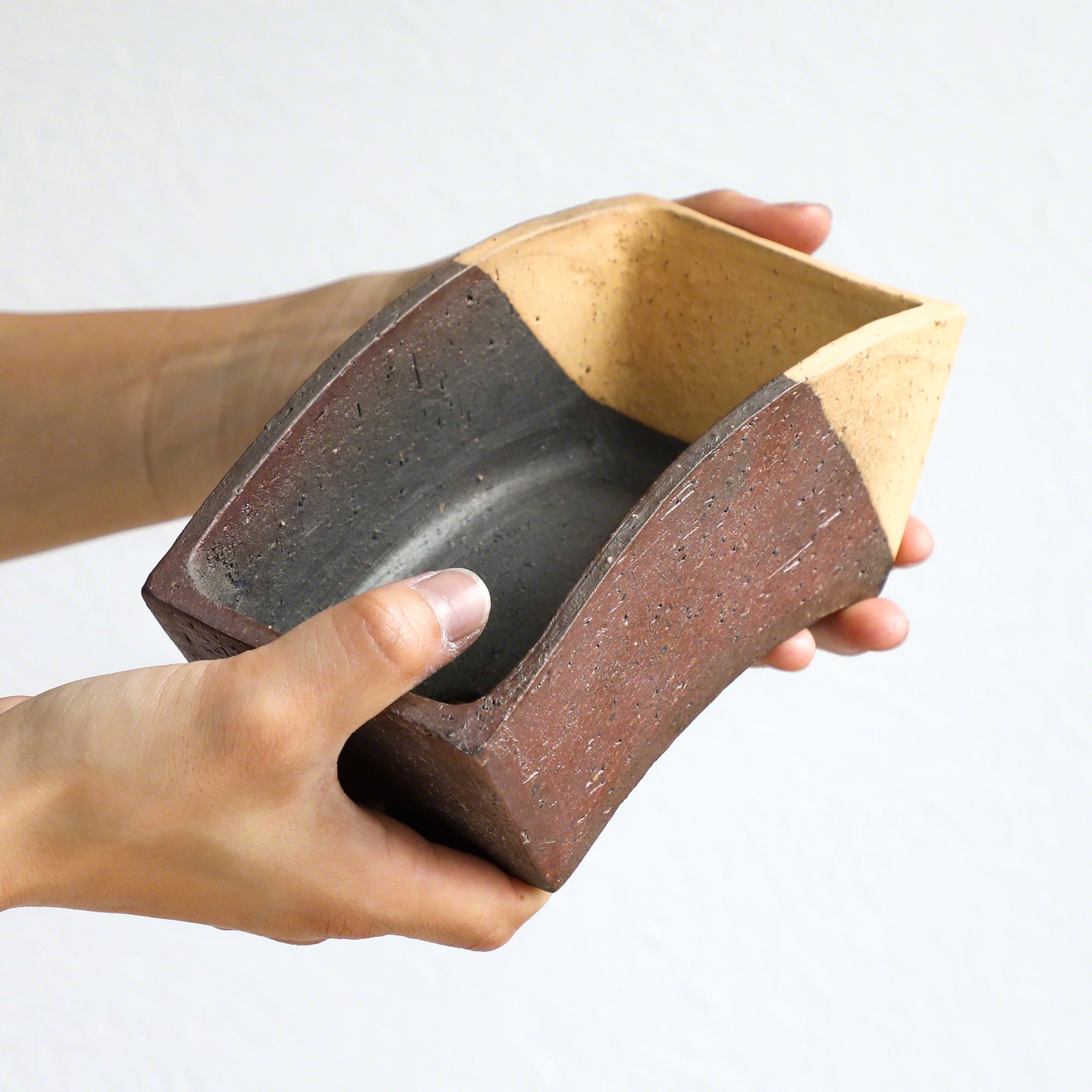 Wazakura [ Tokoname Series ] Fan Shaped Bonsai Pot 6.8(174mm)