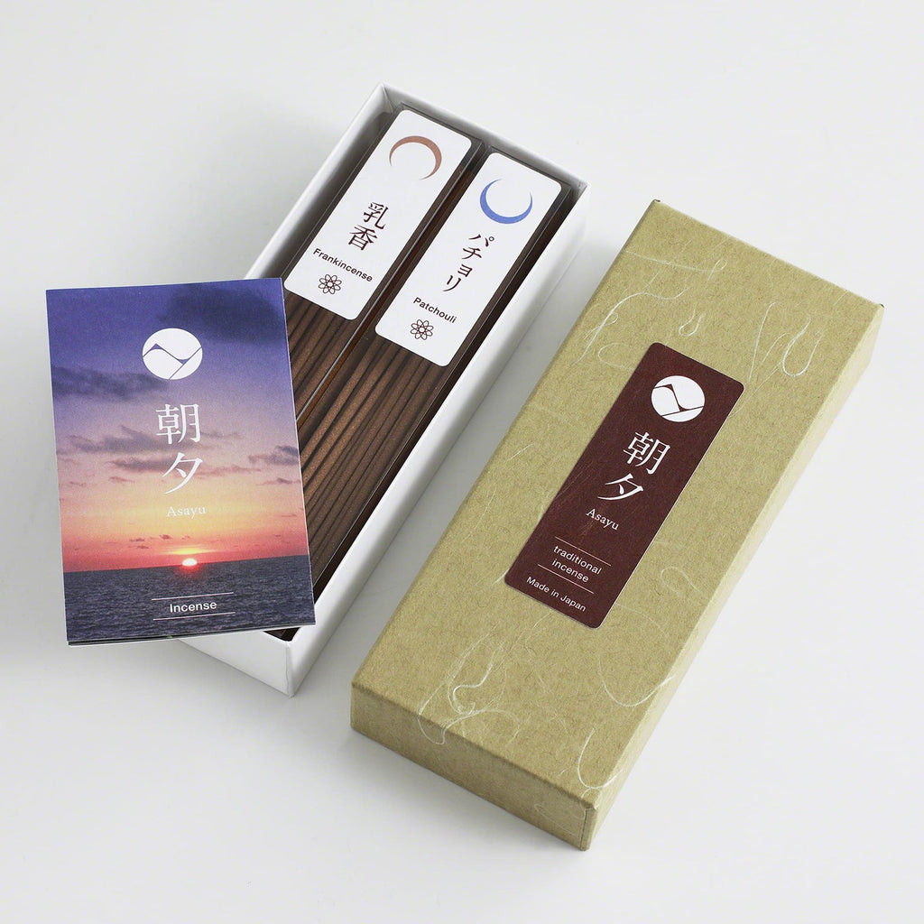 Asayu Japan Traditional Incense Sticks 40g Reflection Set [ Frankincense and Patchouli ]