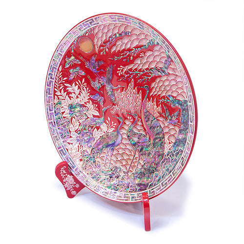 Najeon Mother-of-Pearl Tray - Crane & Pine, Red - view 5