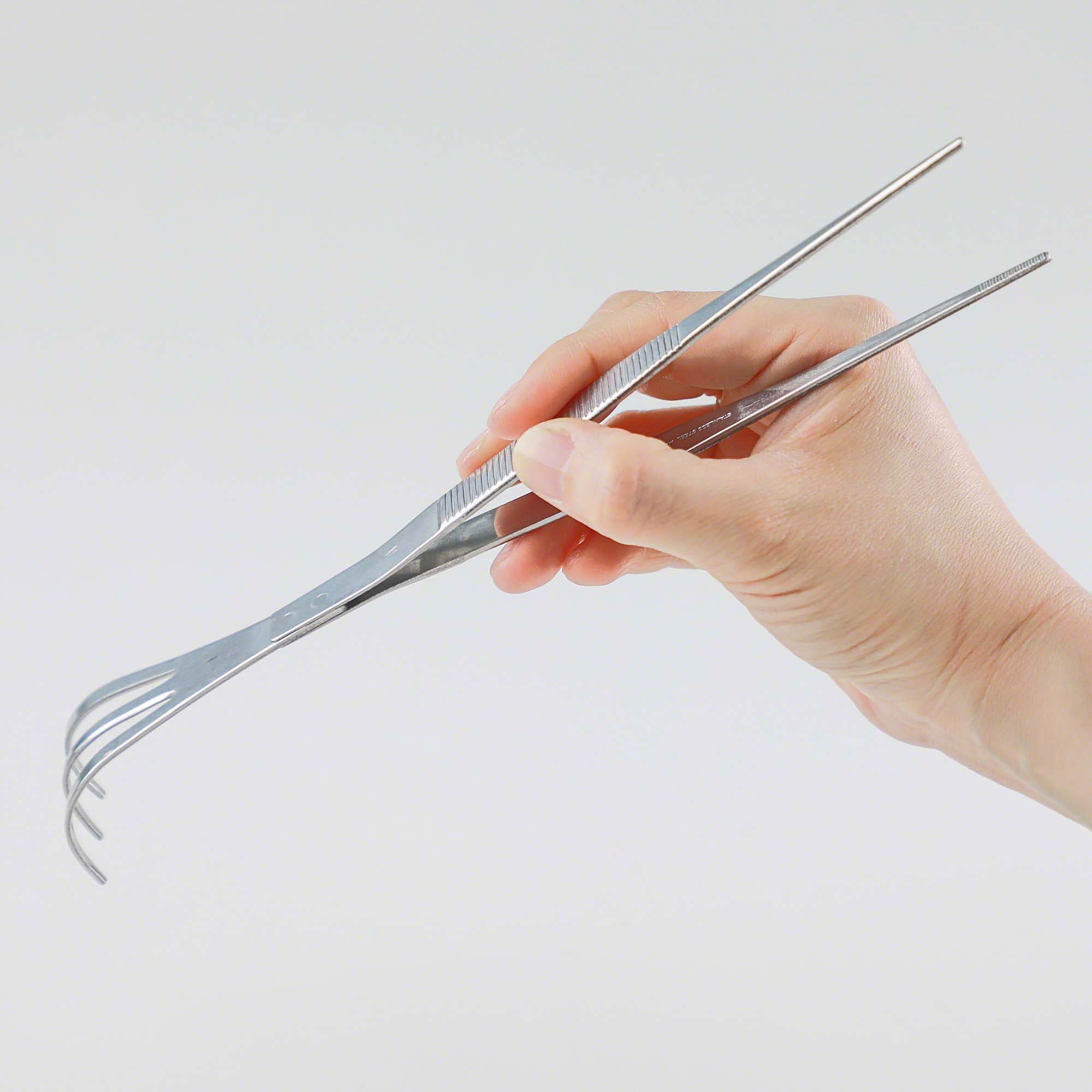 Wazakura Bonsai Curved Tip Tweezer with Rake 8.6"(220mm)