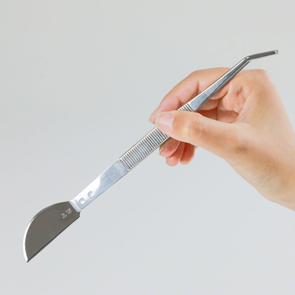 Wazakura Bonsai Curved Tip Tweezer with Spatula 8-1/4"(210mm)