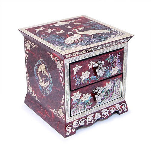 Korean Jewelry Box - Crane & Pine, Red (by Oh Myung - ho) - view 2