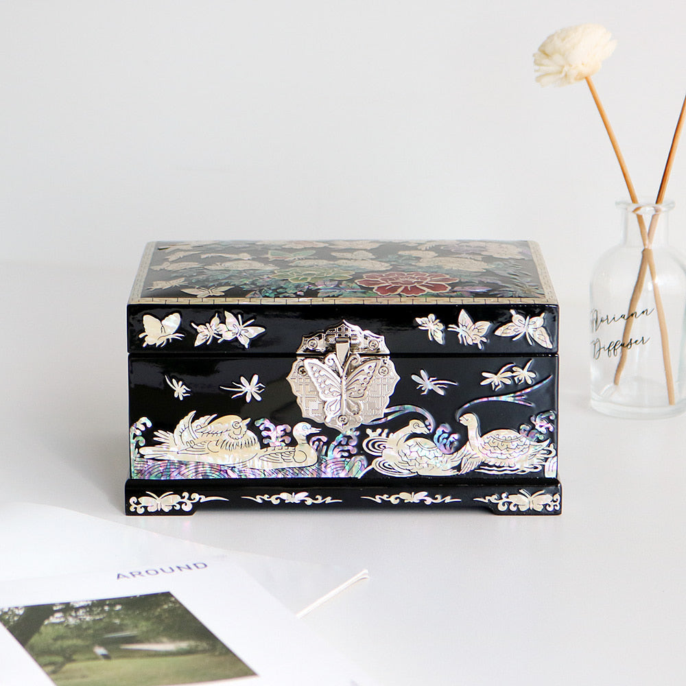 Najeon Mother-of-Pearl Jewelry Box - Peony, Black - view 3
