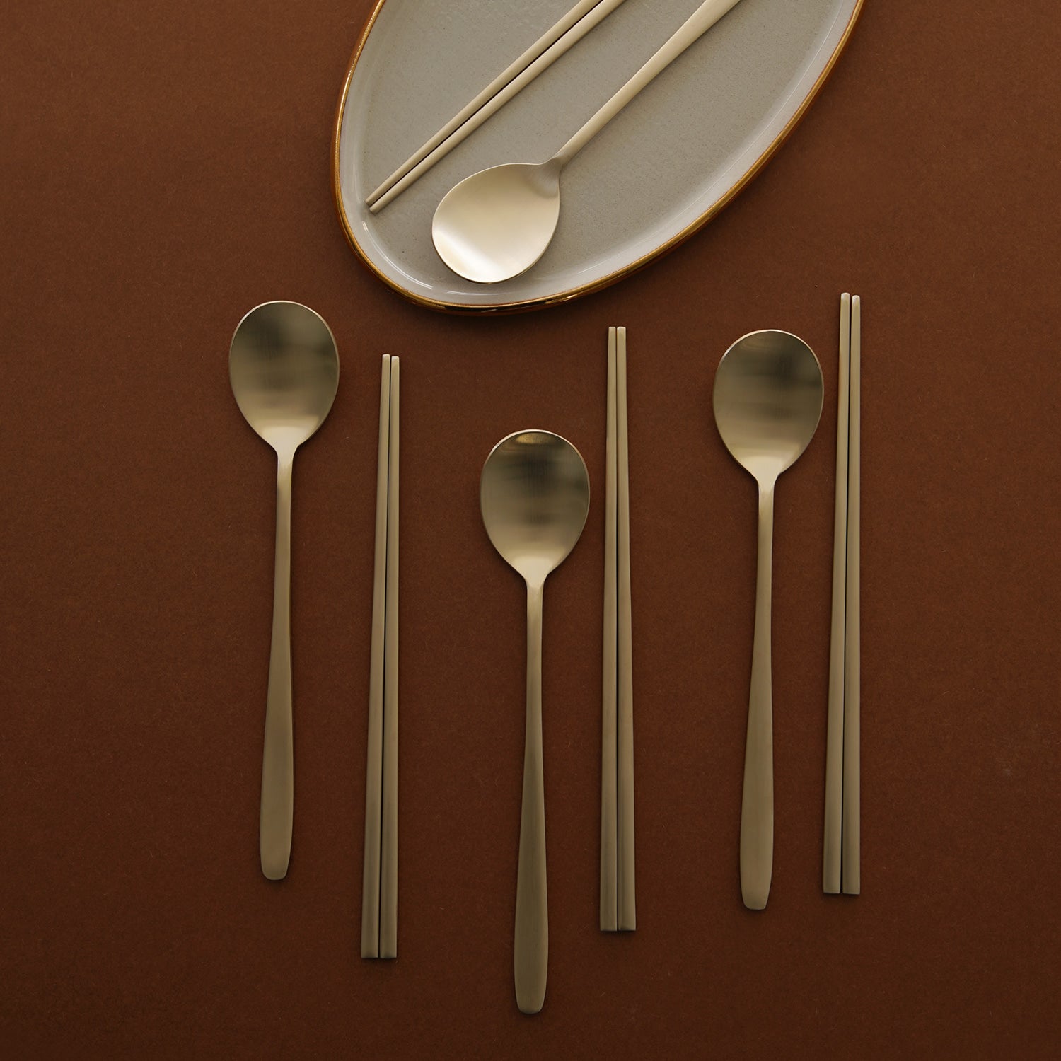 Notdam Bangjja Brass Spoon and Chopstick Set for 4 - view 5