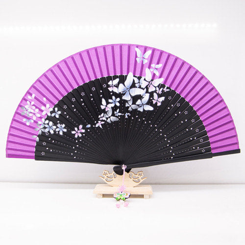 Korean Silk Folding Fan - Magenta - view 5