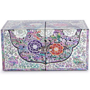 Najeon Mother-of-Pearl Jewelry Box - Crane & Pine, Black, 1 - Tier (by Oh Myung - ho) - view 3