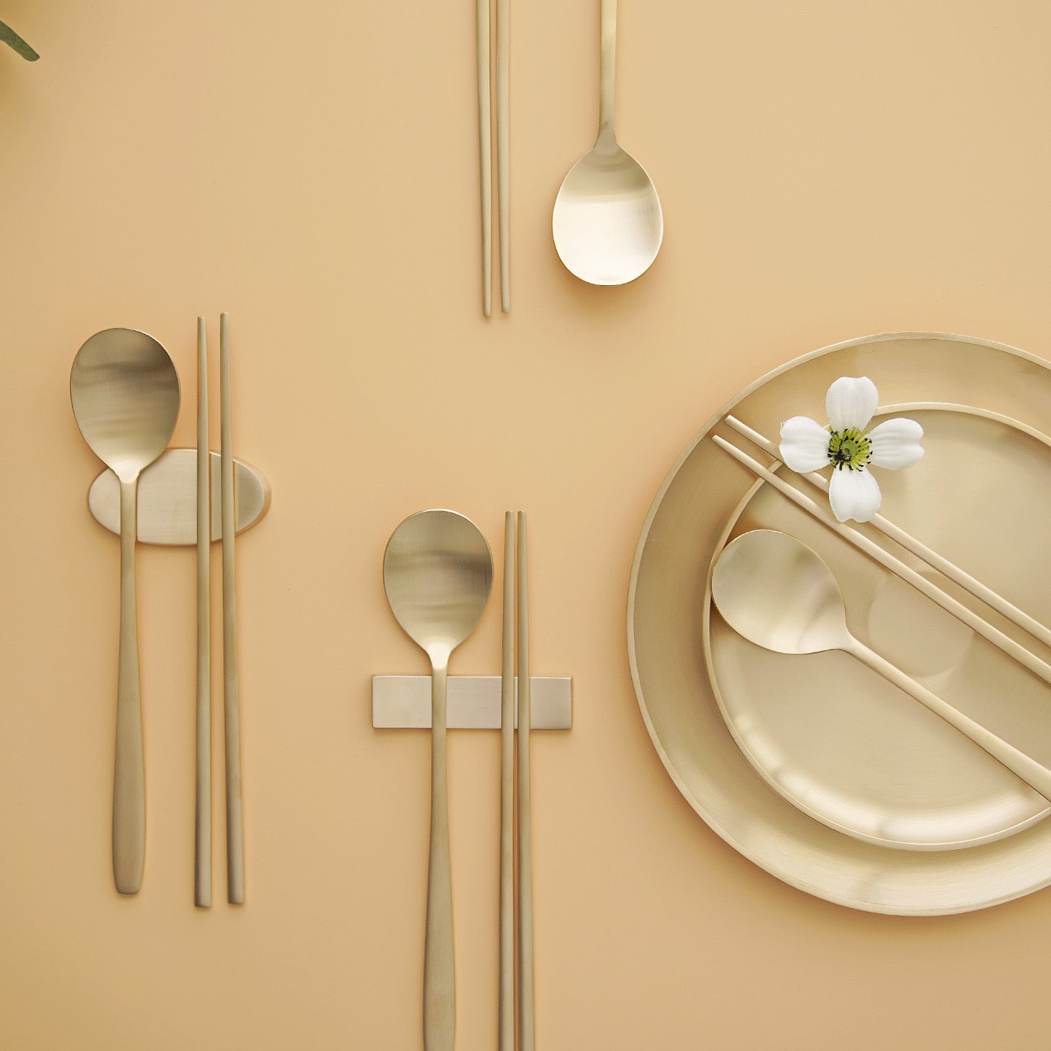 Notdam Bangjja Brass Spoon and Chopstick Set for 4 - view 2