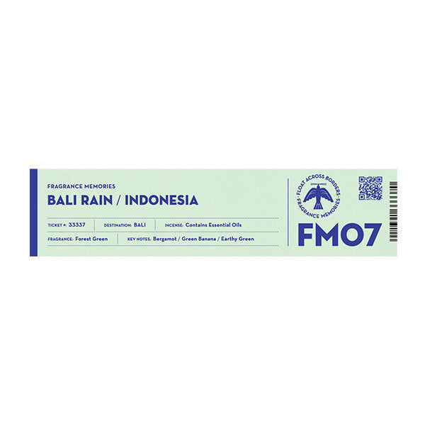 Nippon Kodo FRAGRANCE MEMORIES - FM 07 Bali Rain / Indonesia 15 sticks (Bergamot, Green Banana, Earthy Green)