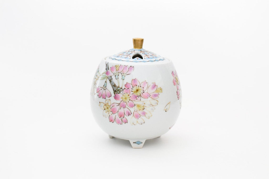 Juttoku Kutani Incense Burner 9cm - Cherry Blossom