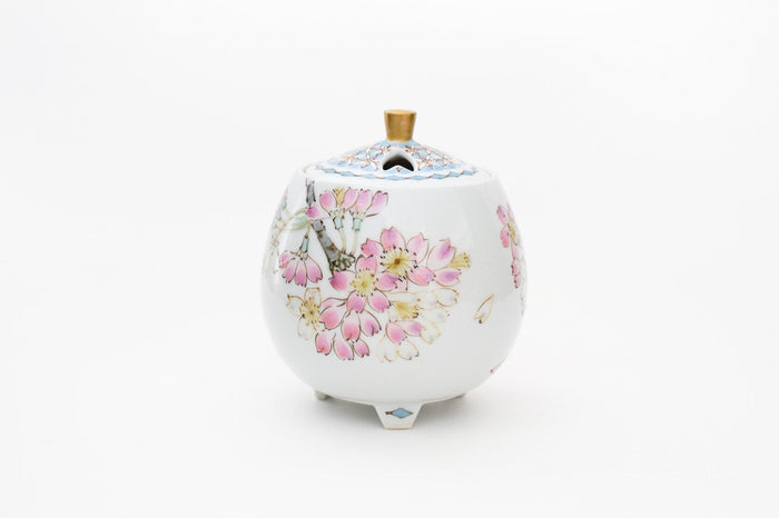 Juttoku Kutani Incense Burner 9cm - Cherry Blossom
