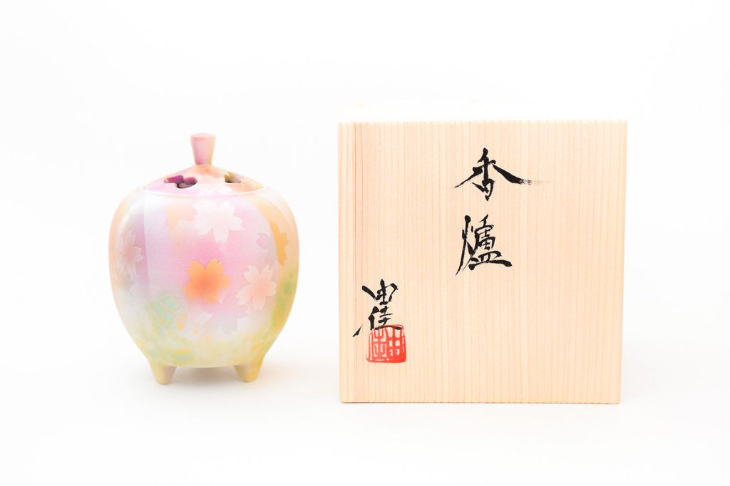 Juttoku Kutani Mini Incense Burner 9.7cm - Flower Garden - view 6