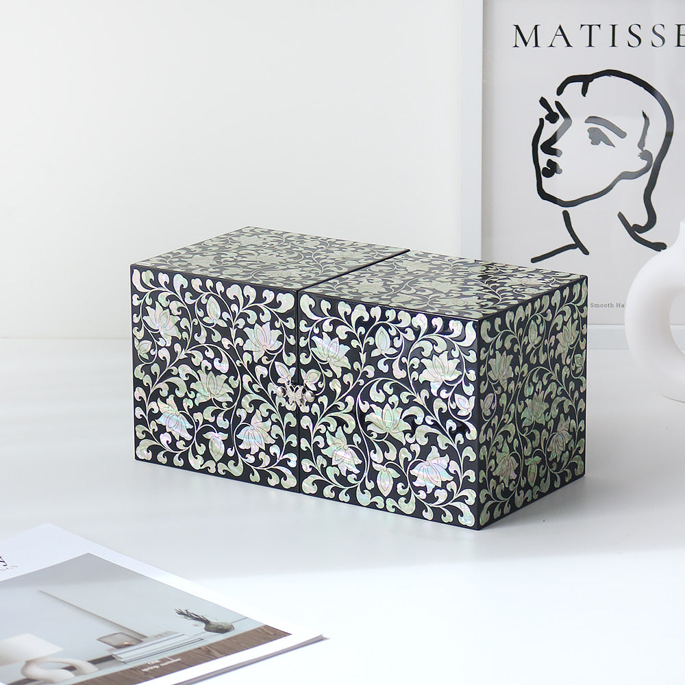Najeon Mother-of-Pearl Twin-Lid Box — Peony (XL)