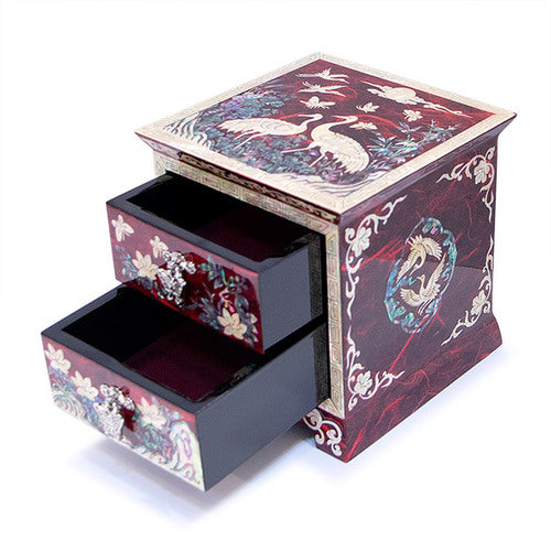 Korean Jewelry Box - Crane & Pine, Red (by Oh Myung - ho) - view 5