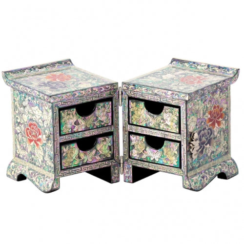 Korean Jewelry Box - Peony, White (by Oh Myung - ho)