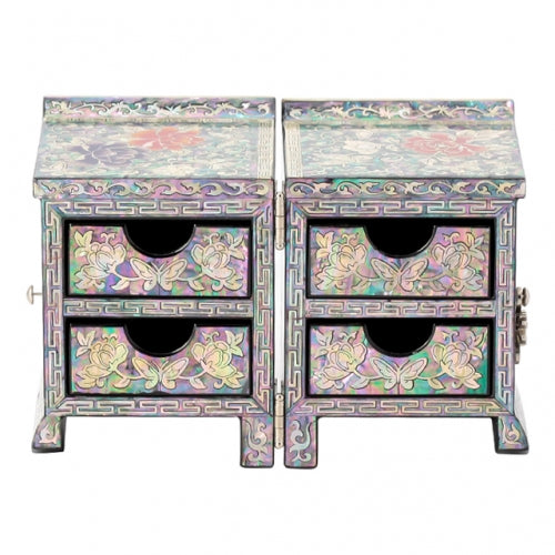 Korean Jewelry Box - Peony, White (by Oh Myung - ho)