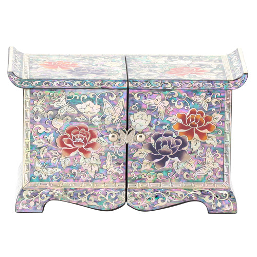 Korean Jewelry Box - Peony, White (by Oh Myung - ho)