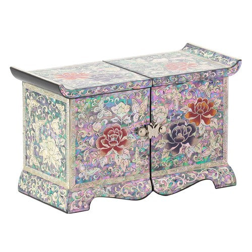 Korean Jewelry Box - Peony, White (by Oh Myung - ho)