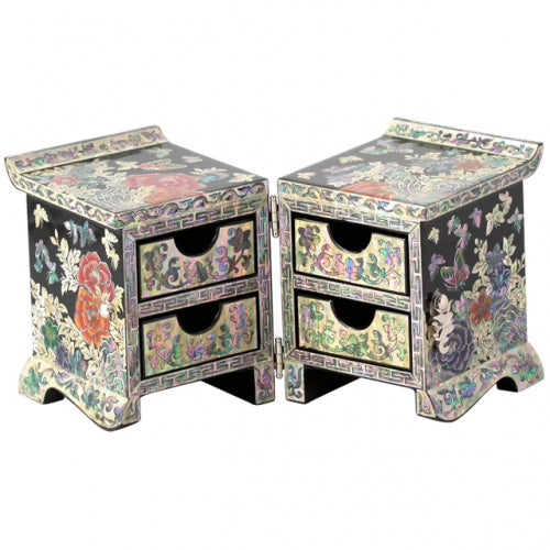 Korean Jewelry Box - Peony, Black (by Oh Myung - ho)