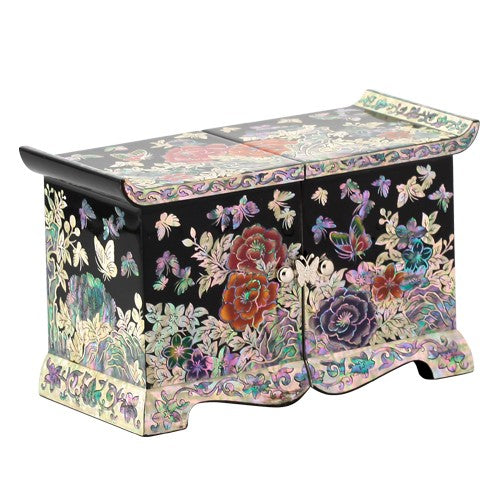 Korean Jewelry Box - Peony, Black (by Oh Myung - ho)