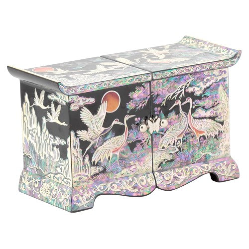 Korean Jewelry Box - Crane & Pine, Black (by Oh Myung - ho) (II)