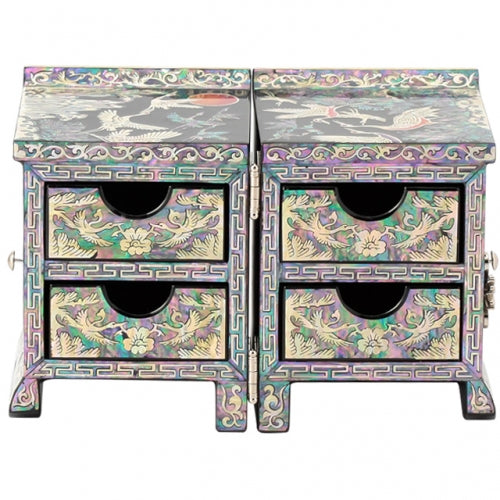 Korean Jewelry Box - Crane & Pine, Black (by Oh Myung - ho) (II)