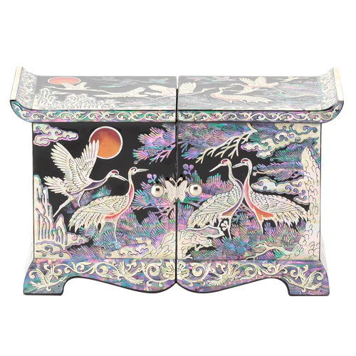 Korean Jewelry Box - Crane & Pine, Black (by Oh Myung - ho) (II)