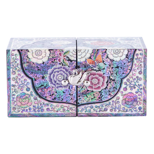 Korean Jewelry Box - Peony, Black