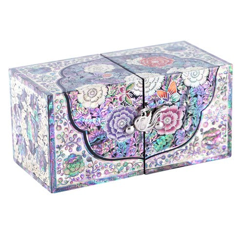 Korean Jewelry Box - Peony, Black
