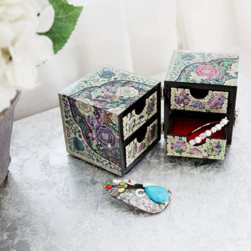 Korean Jewelry Box - Peony, Black