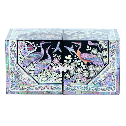 Korean Jewelry Box - Crane & Pine, Black (by Oh Myung - ho) (III)
