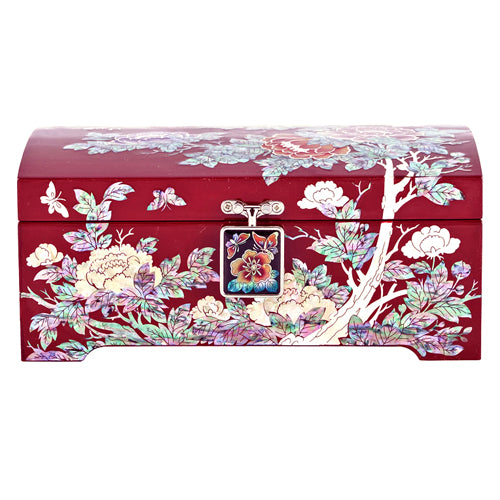 Korean Jewelry Box - Peony, Red, 2 - Tier