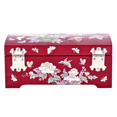 Korean Jewelry Box - Peony, Red, 2 - Tier