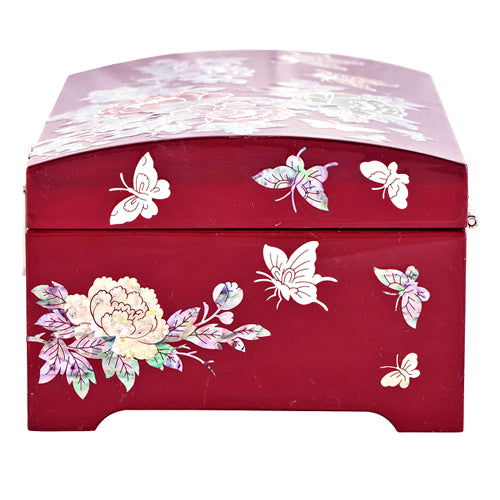 Korean Jewelry Box - Peony, Red, 2 - Tier
