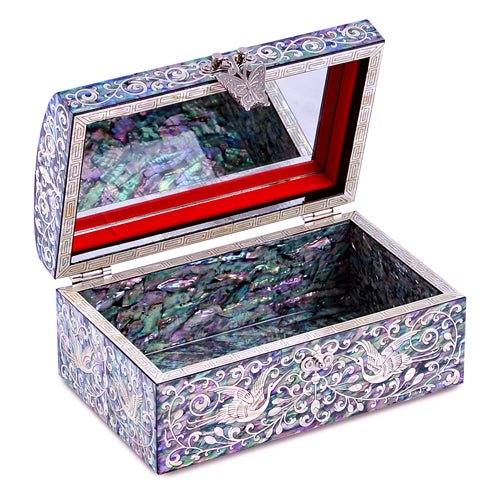 Korean Jewelry Box - Crane & Pine, Black, 1 - Tier (II) - view 5