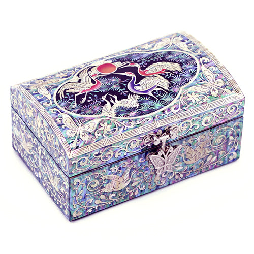 Korean Jewelry Box - Crane & Pine, Black, 1 - Tier (by Oh Myung - ho) - view 2