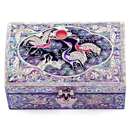 Korean Jewelry Box - Crane & Pine, Black, 1 - Tier (by Oh Myung - ho) - view 4